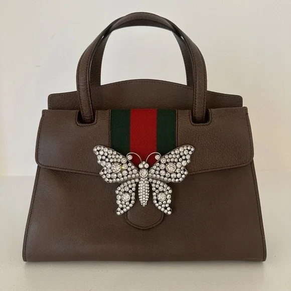 GUCCI Totem Butterfly Bijou 2WAY Leather Shoulder Bag - Picture 2 of 16